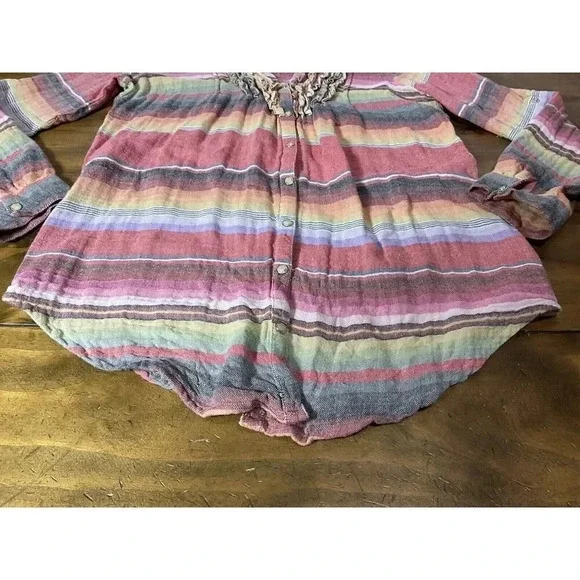 Tasha Polizzi Southwestern Ruffled Pearl Snap Western Shirt Size Small - Picture 4 of 9